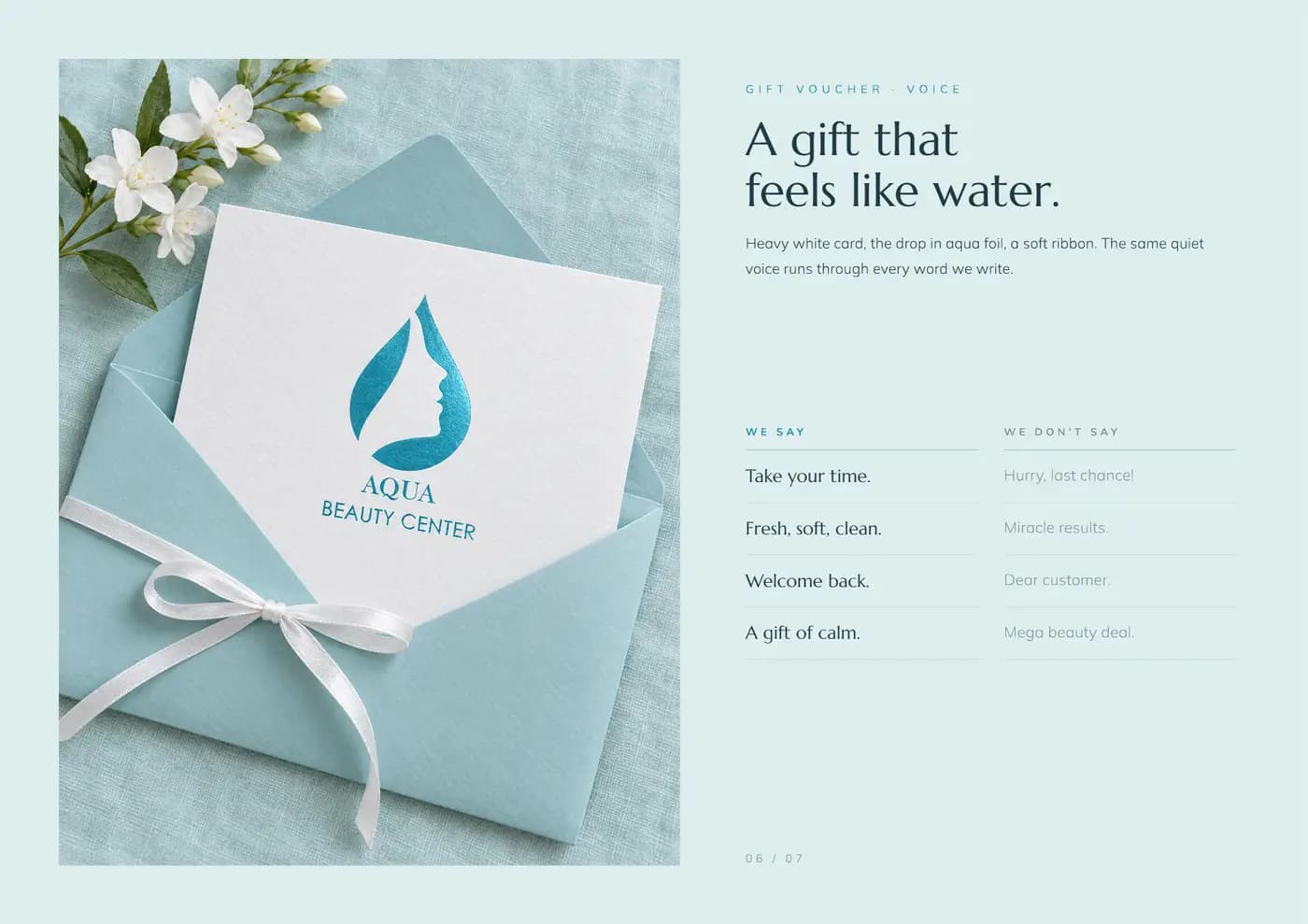 Aqua Beauty Center brand book — page 6 of 7