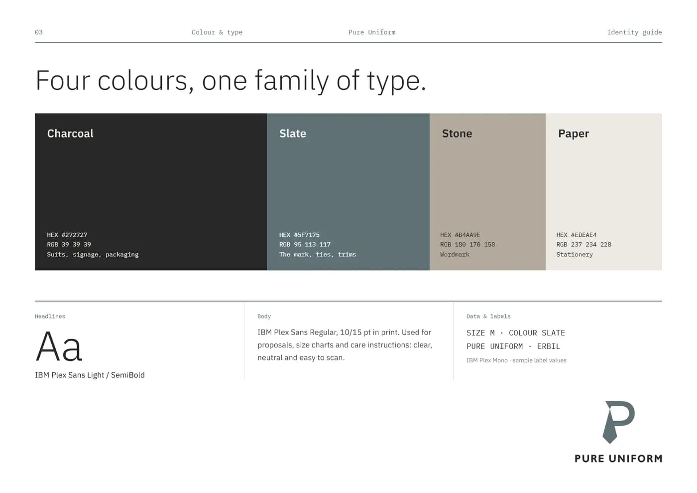 Pure Uniform brand book — page 3 of 7