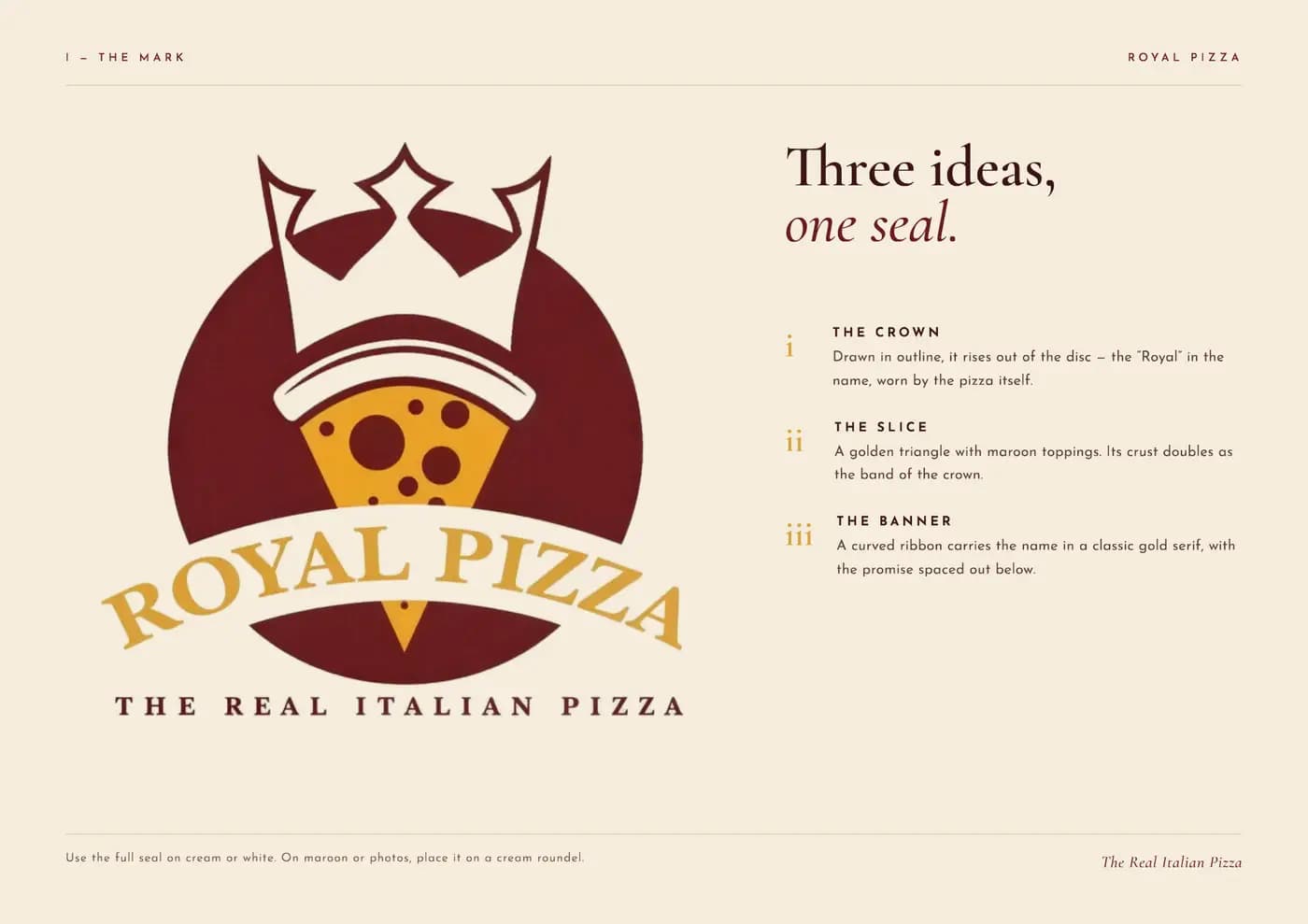 Royal Pizza brand book — page 2 of 7
