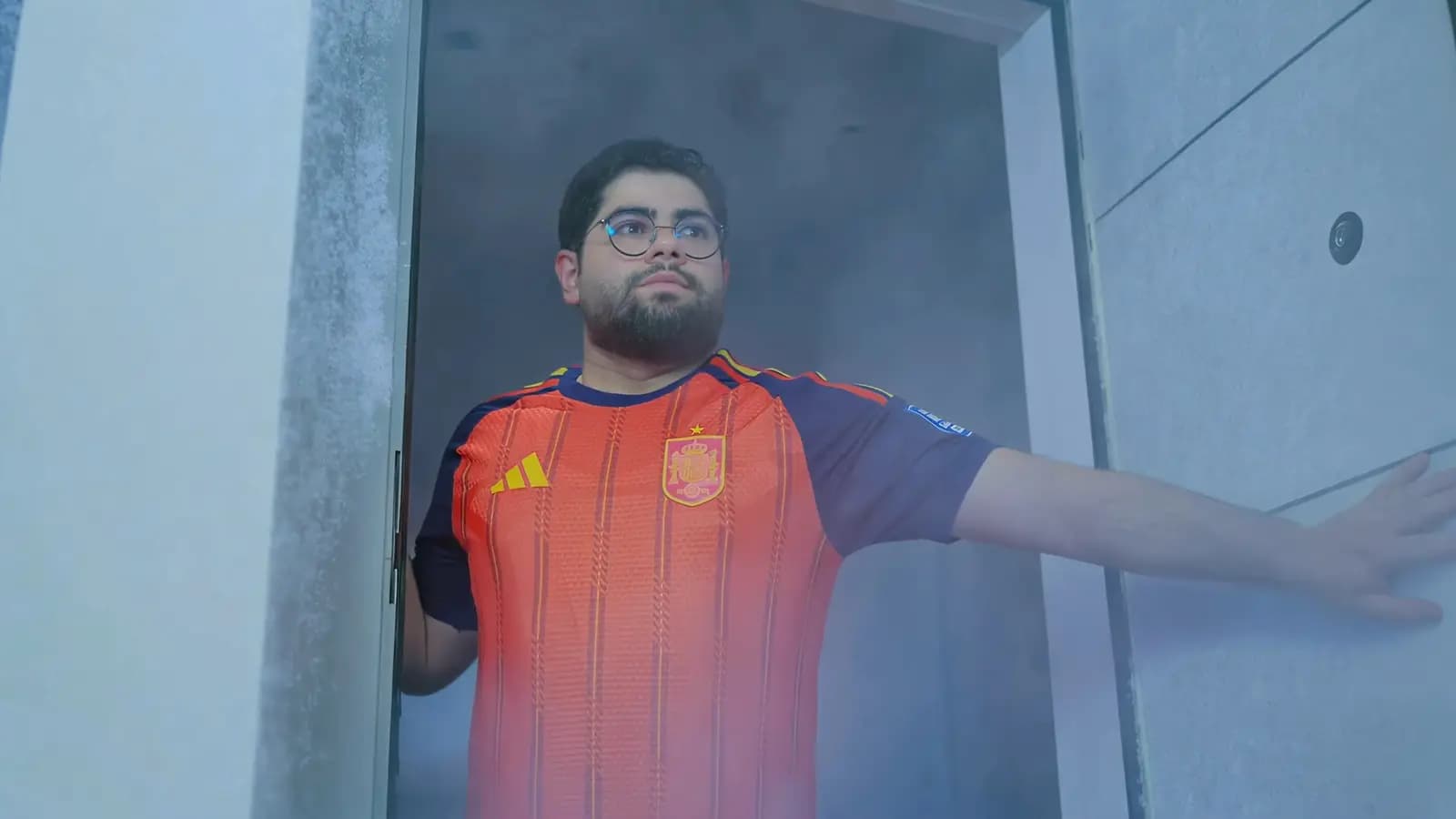 So he turns up at the door.