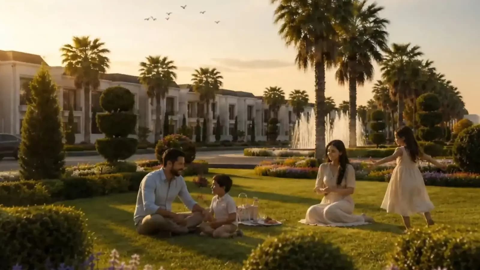 Life inside: a family afternoon on the lawn.