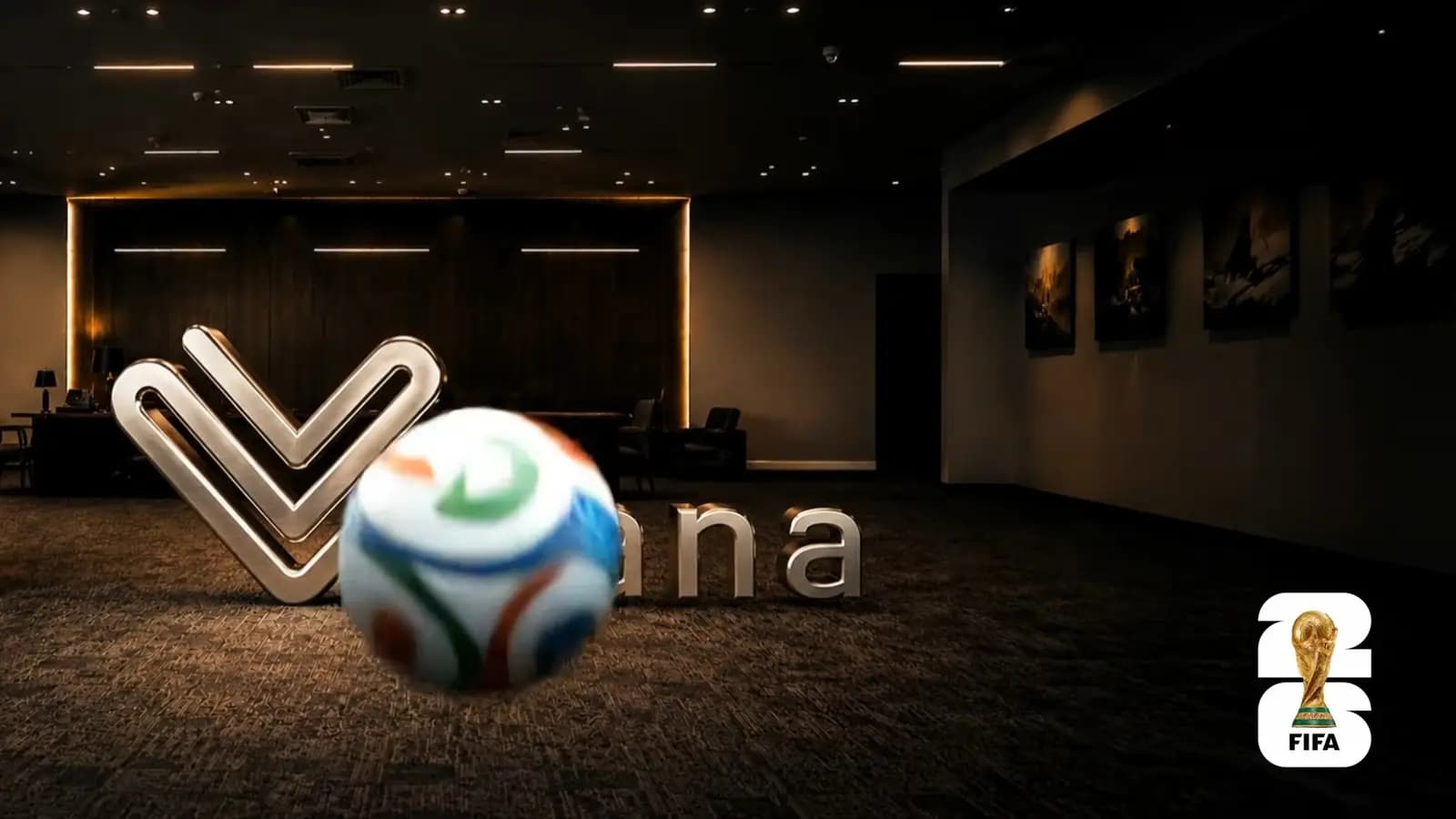 The ball meets the Vana mark, built as a sculpture in a dark, warm room.