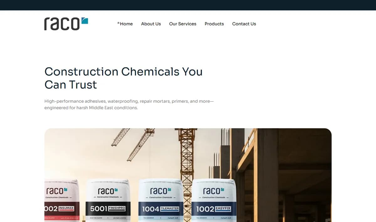Raco Chem website screenshot 1