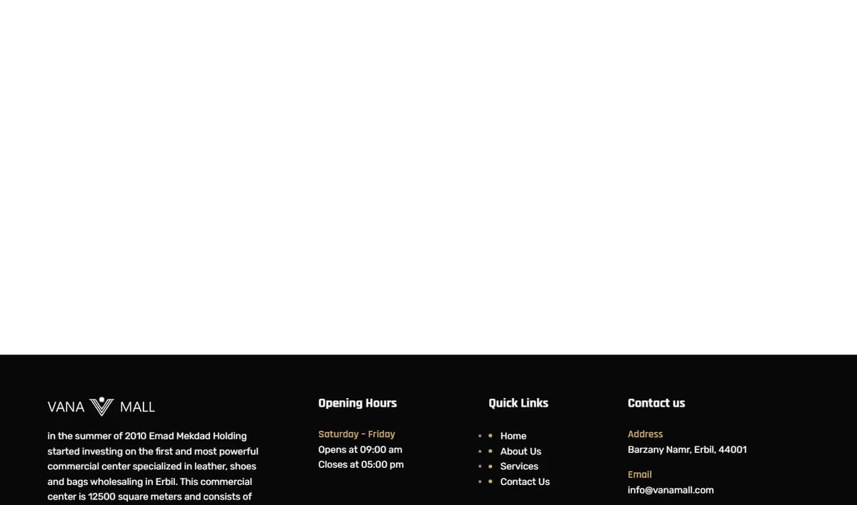 Vana Mall website screenshot 7