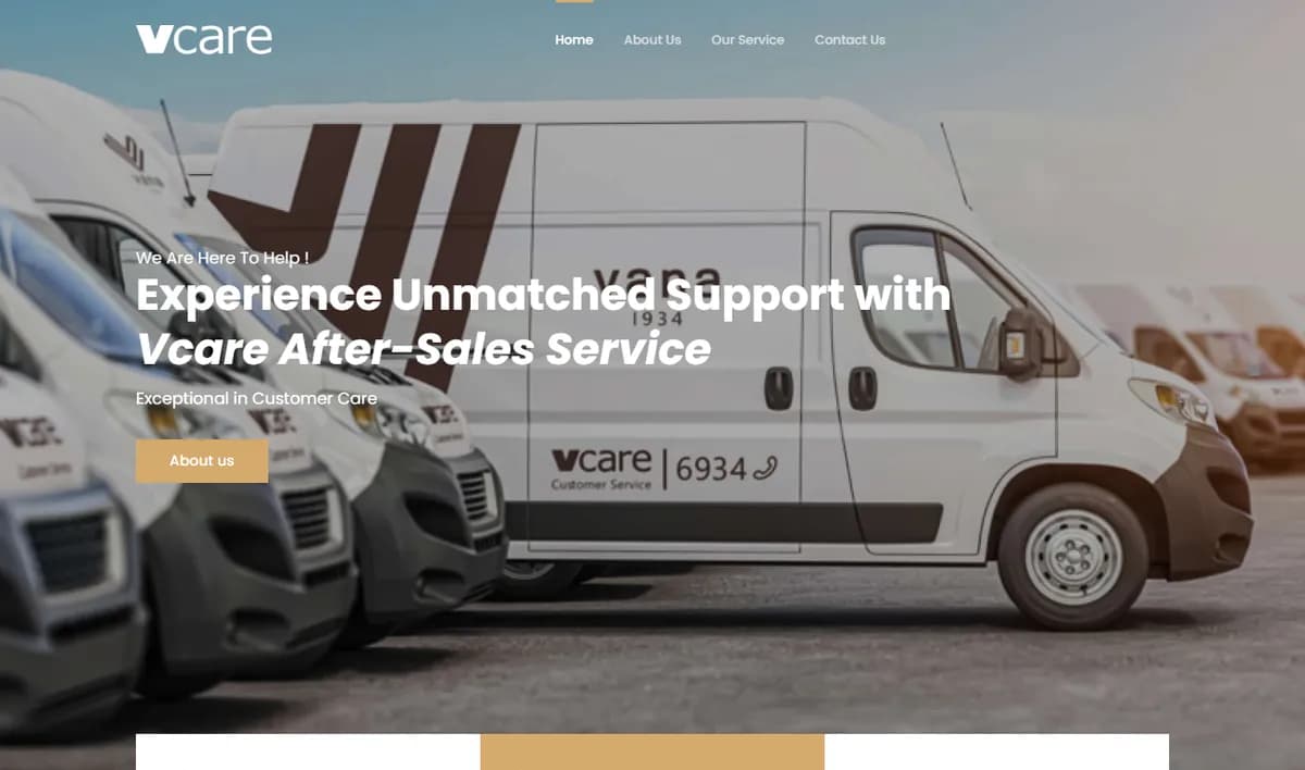 VCare website screenshot 1