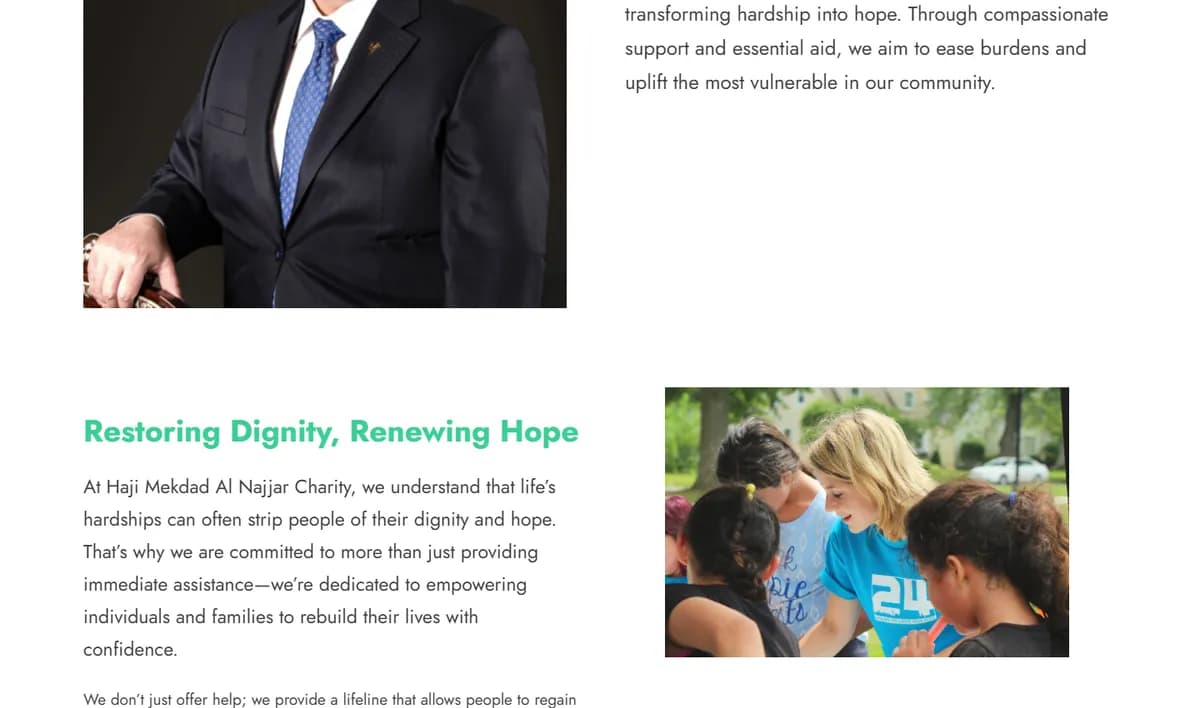 HMN Charity website screenshot 3