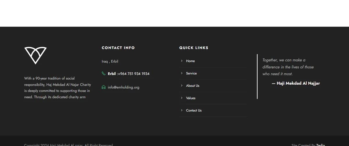 HMN Charity website screenshot 6